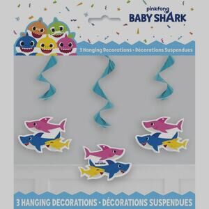 Baby Shark Hanging Swirl Decorations – Party Streamers – 3-PK